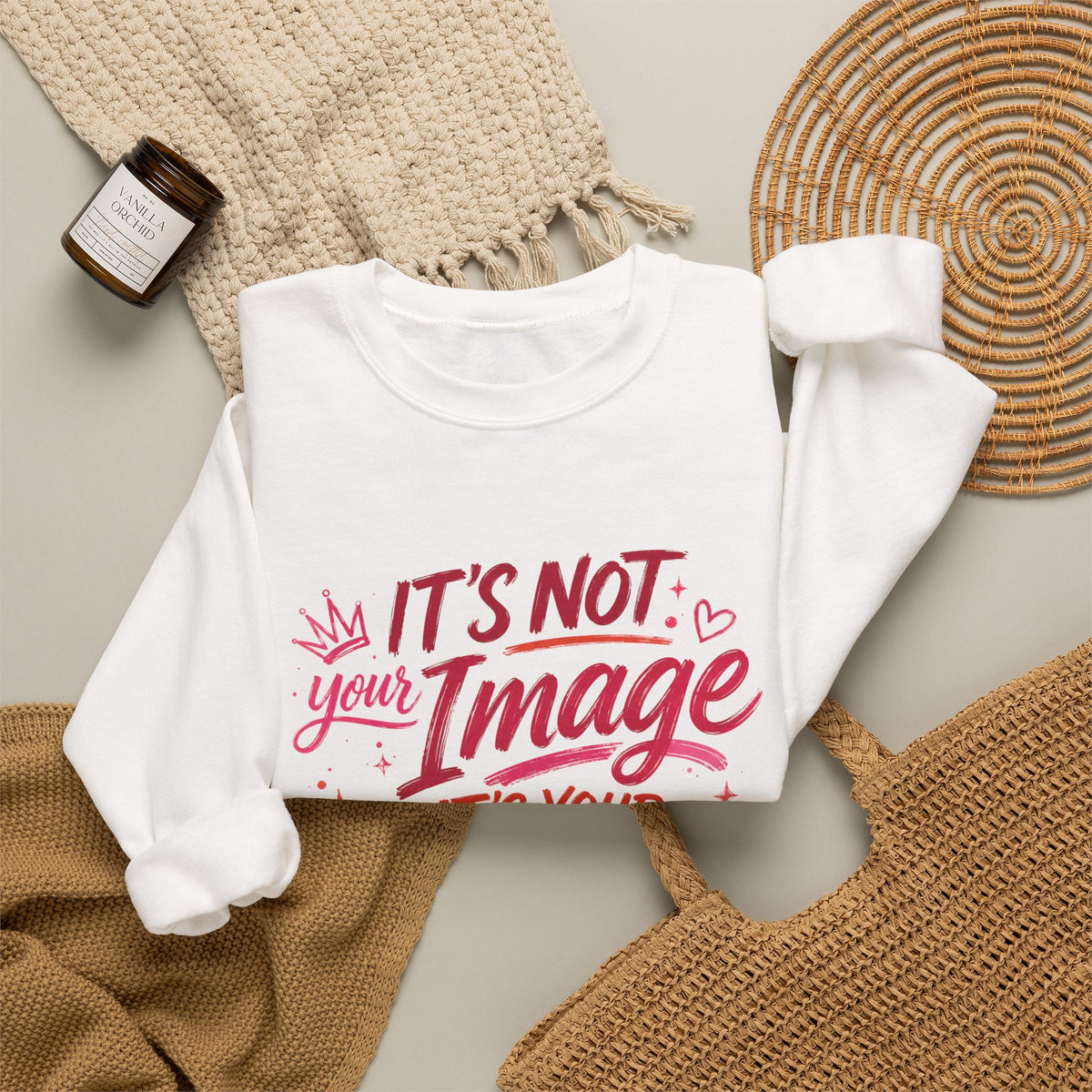 Crewneck Sweatshirt - "It’s Not Your Image, It’s Your Essence" Inspirational Graphic