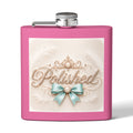 Flask — Polished Decorative 6oz Stainless Steel Hip Flask with Elegant Bow Design