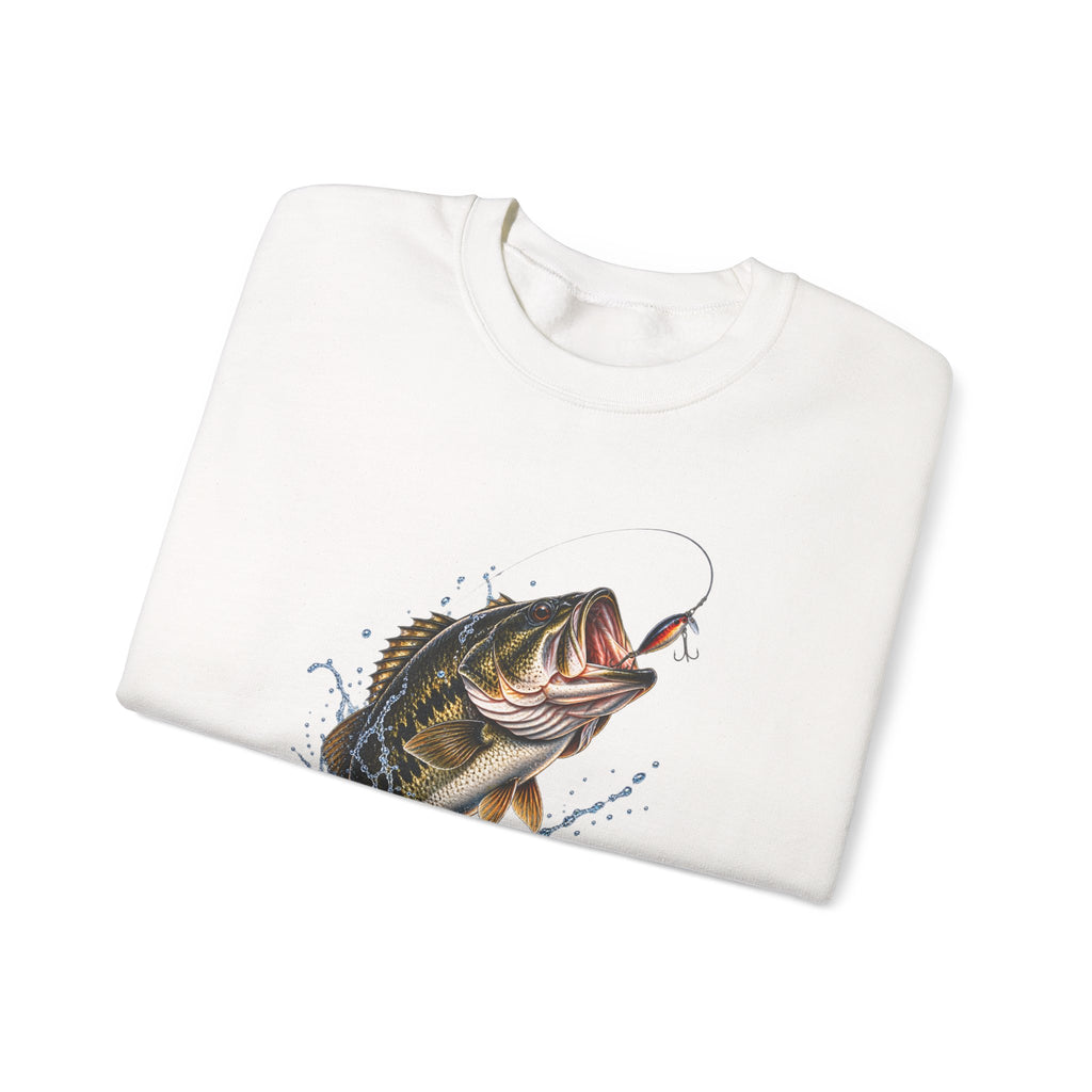 Bass Fishing Crewneck Sweatshirt — Leaping Largemouth Design