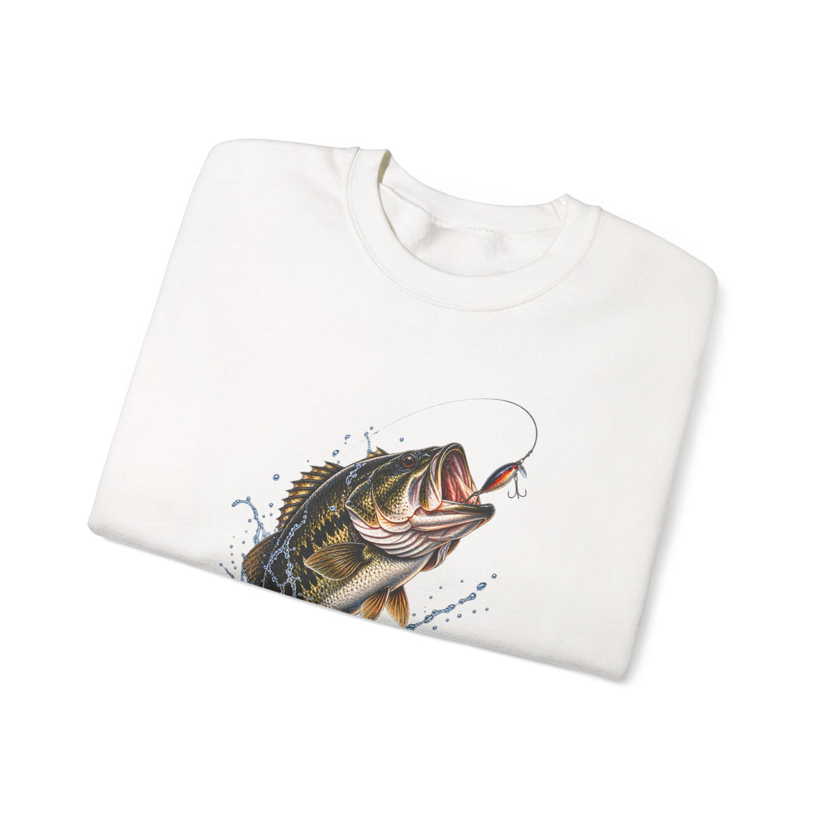 Bass Fishing Crewneck Sweatshirt — Leaping Largemouth Design