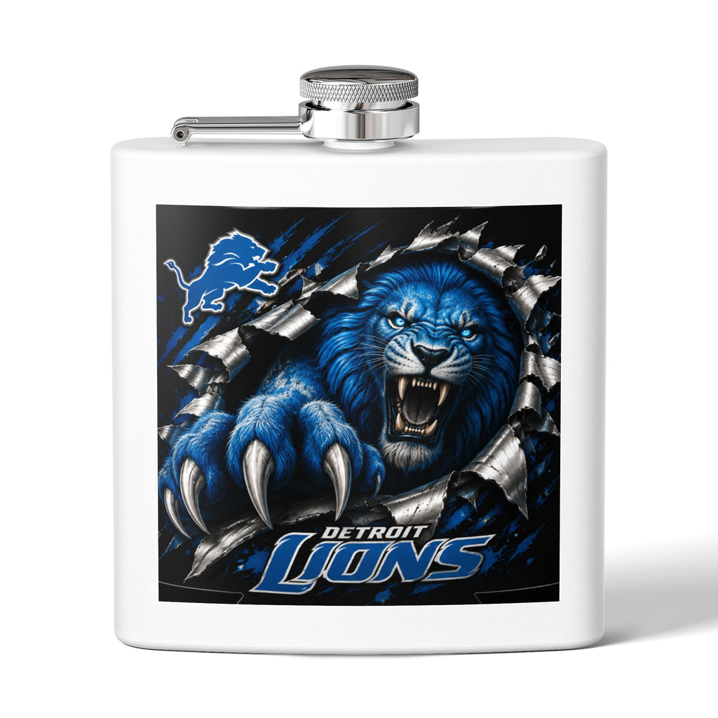 Detroit Lions Stainless Steel Flask – 6oz Team Logo Lion Design