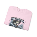 Fishing Sweatshirt — "Hooked on Fishing" Graphic Crewneck for Anglers