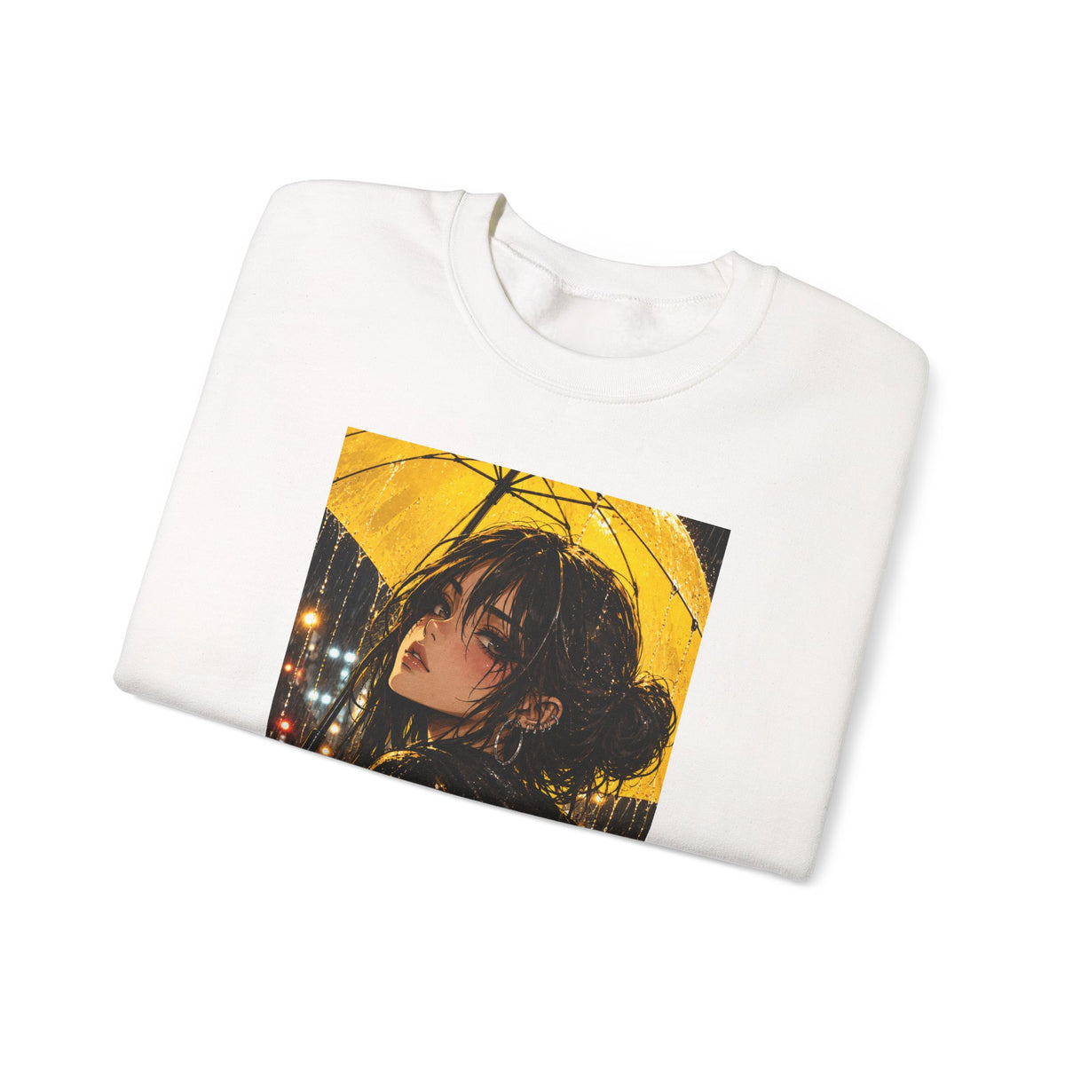 Anime Girl with Yellow Umbrella Sweatshirt