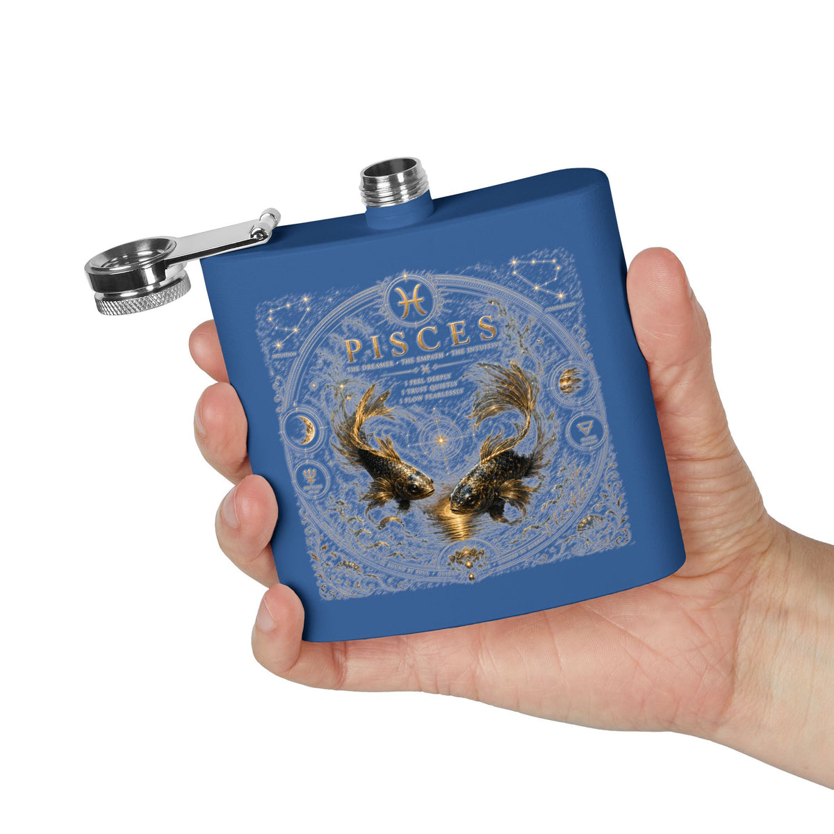 Pisces Zodiac Flask — 6oz Stainless Steel Astrological Hip Flask