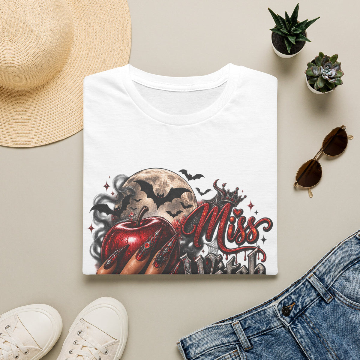 Witchy Moon Graphic T‑Shirt — "Miss Witch" Halloween Tee
