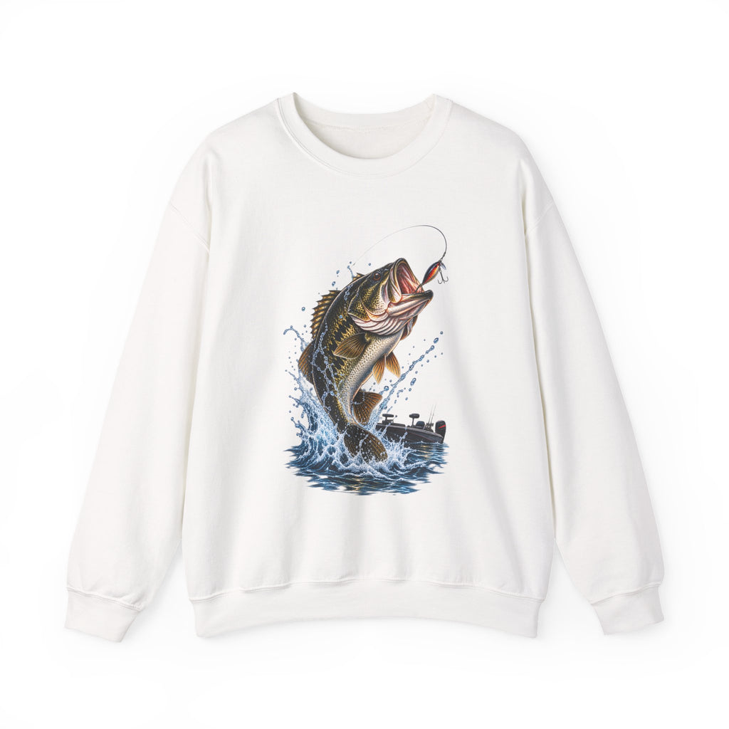 Bass Fishing Crewneck Sweatshirt — Leaping Largemouth Design