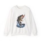 Bass Fishing Crewneck Sweatshirt — Leaping Largemouth Design