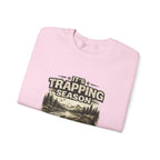 Crewneck Sweatshirt — "It's Trapping Season" Rustic Outdoor Graphic