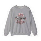 Crewneck Sweatshirt — "No Manners, No Service" Vintage Floral Statement