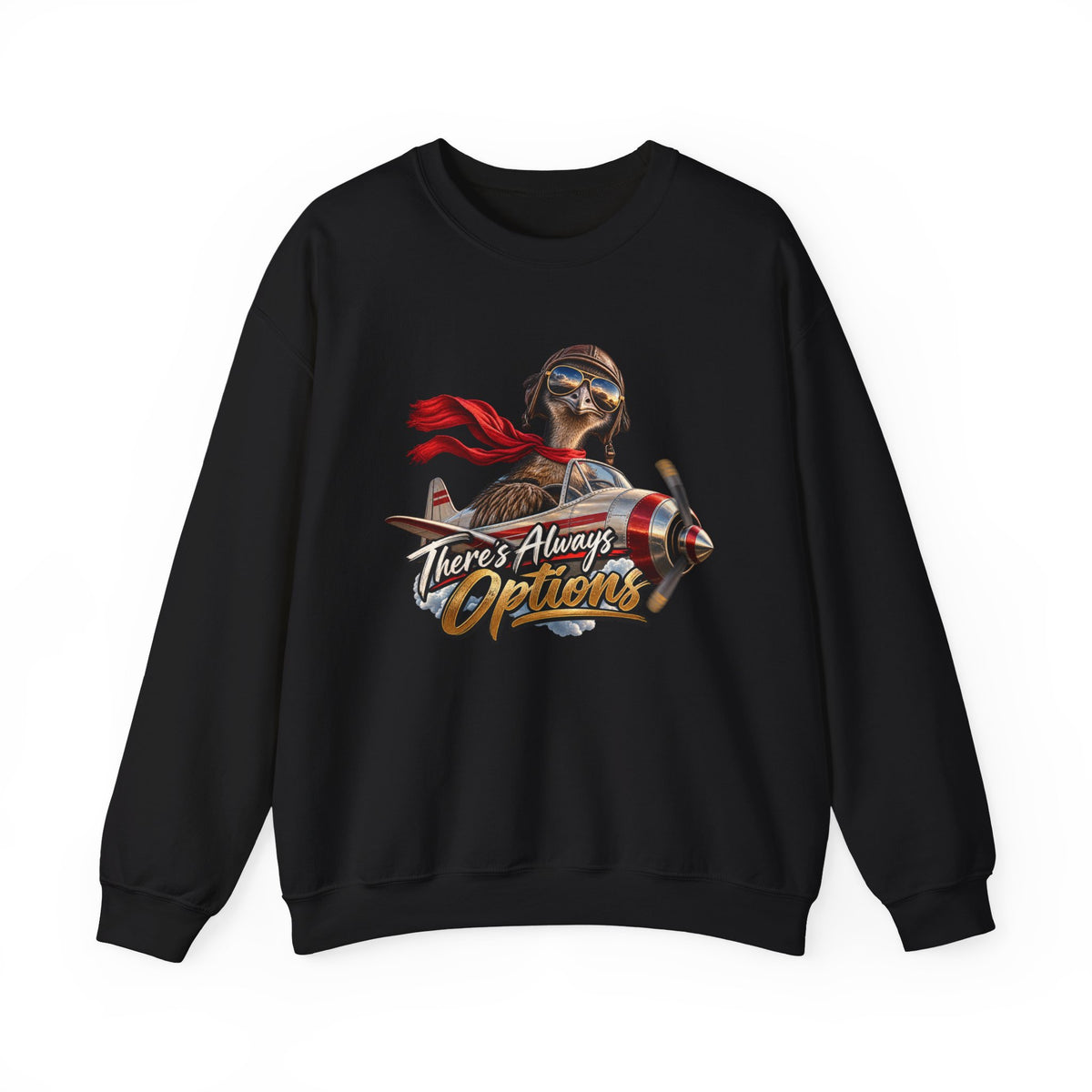 Aviator Pilot Sweatshirt — "There's Always Options" Vintage Flight Crewneck