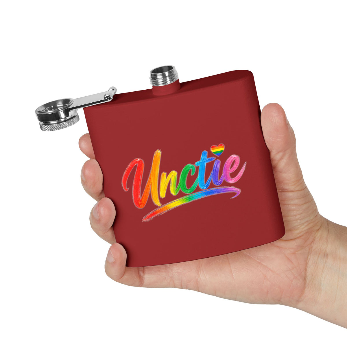 Rainbow 'Unctie' 6oz Stainless Steel Flask — LGBTQ+ Pride Hip Flask Gift