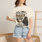 Train Lover T-Shirt – “Your Man Drives a Truck, Mine Drives a Train” Graphic Tee