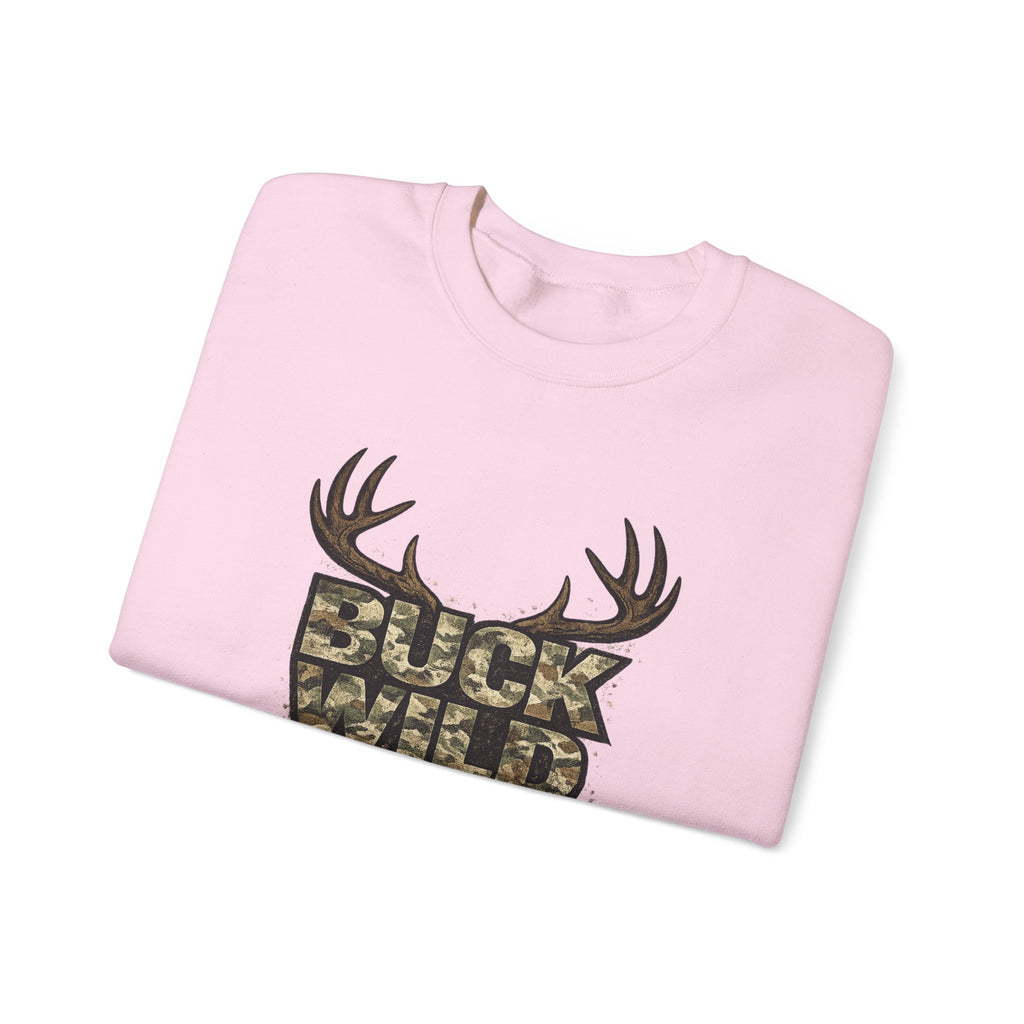 Buck Wild Camo Sweatshirt — Hunting Antler Graphic Crewneck