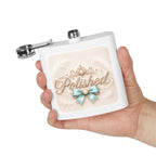 Flask — Polished Decorative 6oz Stainless Steel Hip Flask with Elegant Bow Design