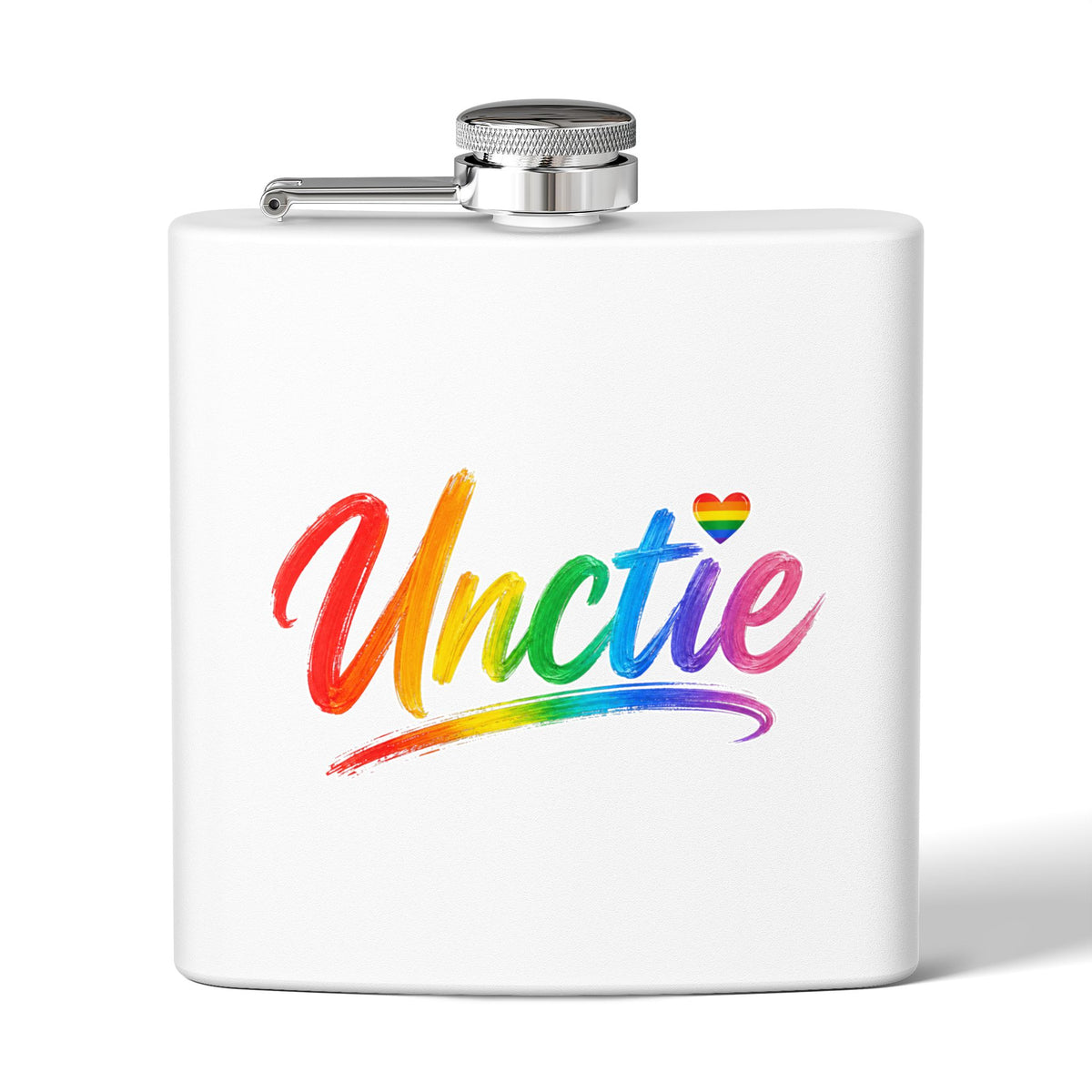 Rainbow 'Unctie' 6oz Stainless Steel Flask — LGBTQ+ Pride Hip Flask Gift