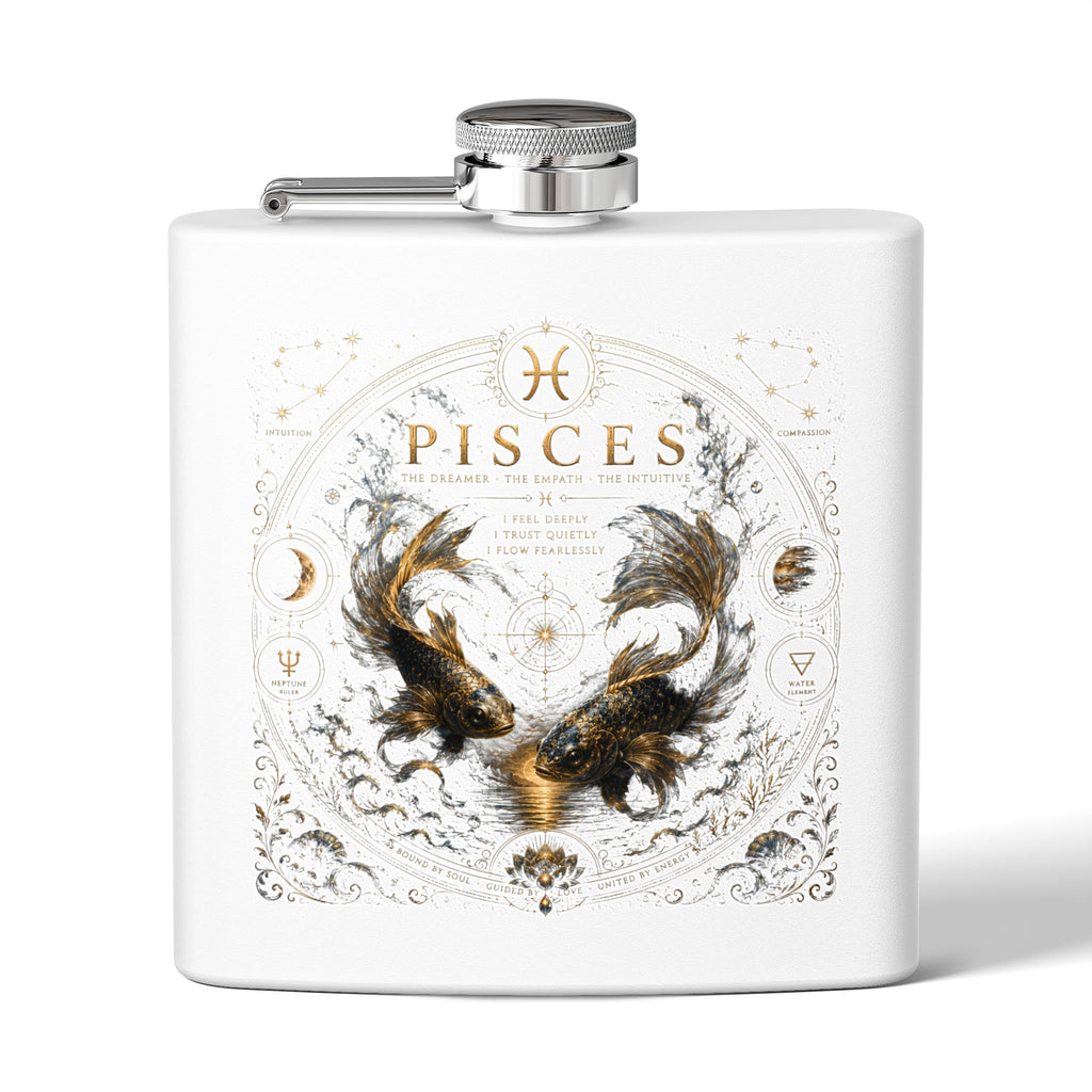 Pisces Zodiac Flask — 6oz Stainless Steel Astrological Hip Flask