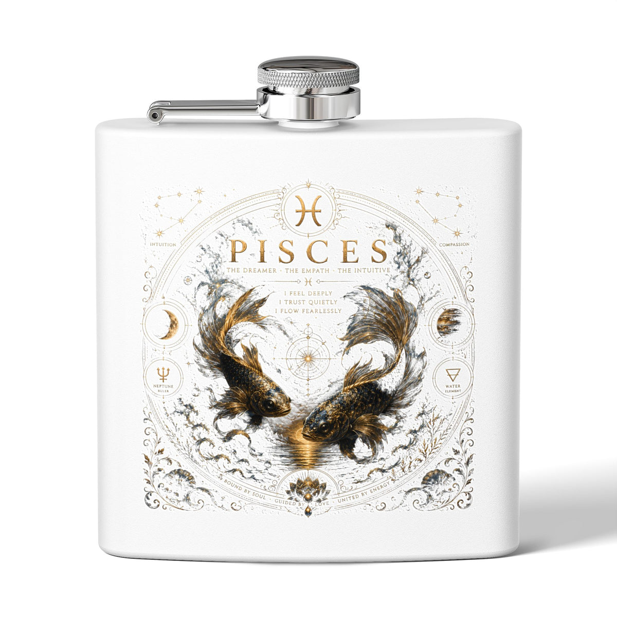 Pisces Zodiac Flask — 6oz Stainless Steel Astrological Hip Flask