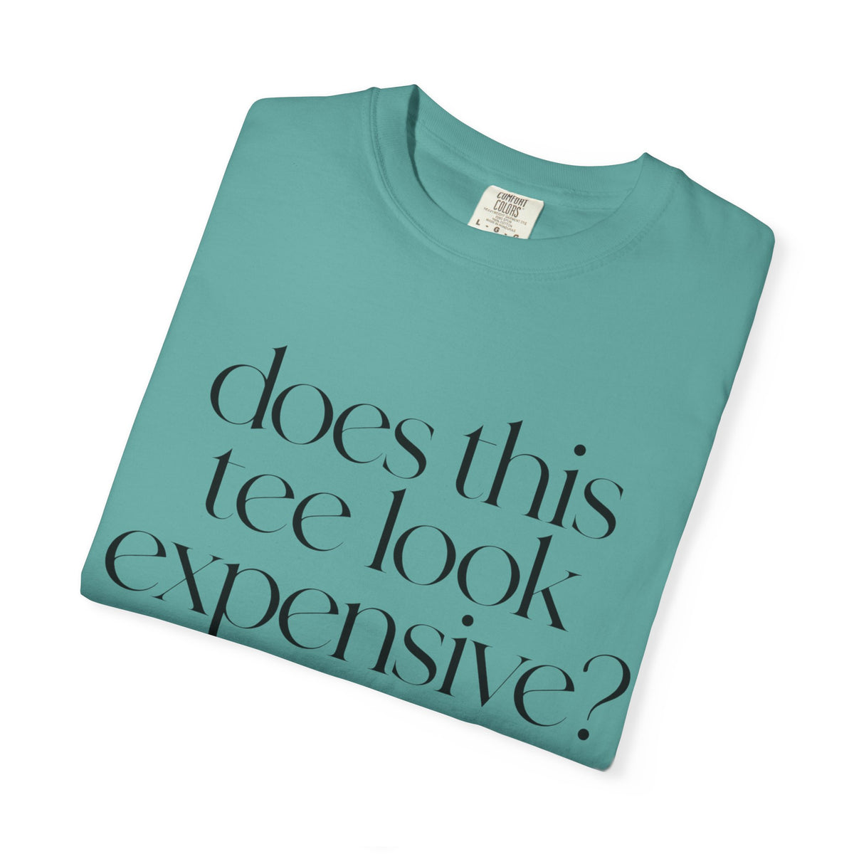 T-Shirt — "Does This Tee Look Expensive?" Minimal Script Graphic Tee