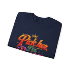 Crewneck Sweatshirt — "Pick Her, I’m Busy" Bold Script Graphic