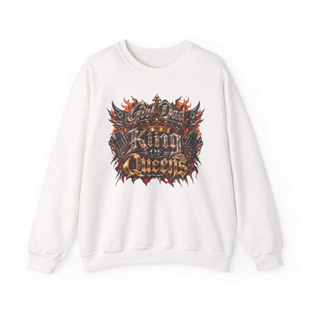 King of Queens Graphic Sweatshirt — Gothic Flame 'God Dad' Design