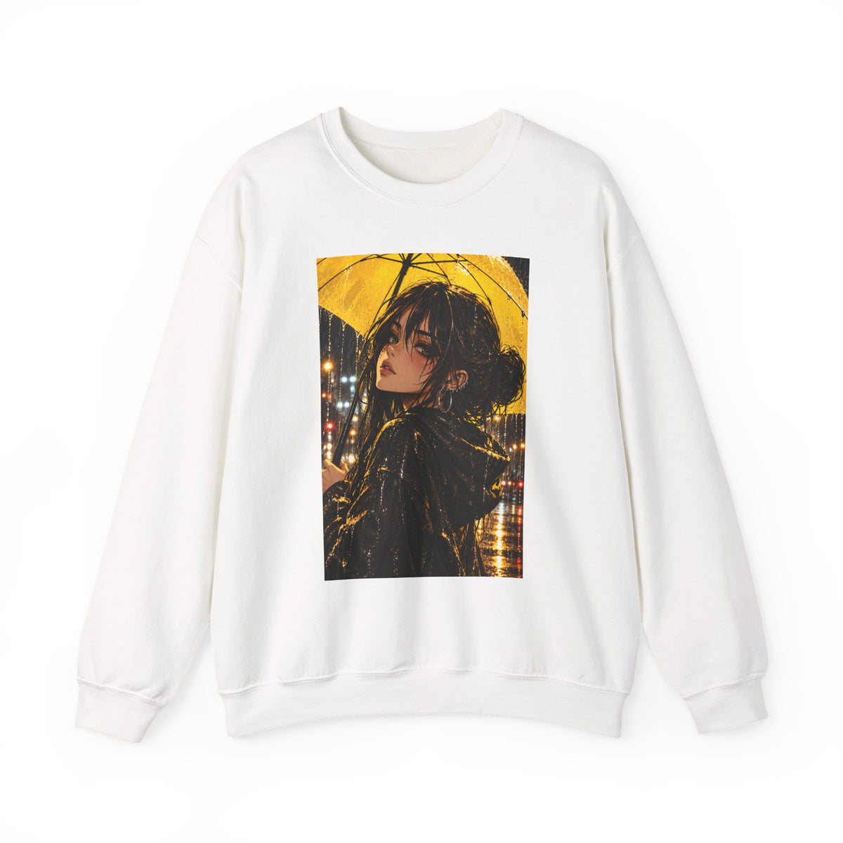 Anime Girl with Yellow Umbrella Sweatshirt