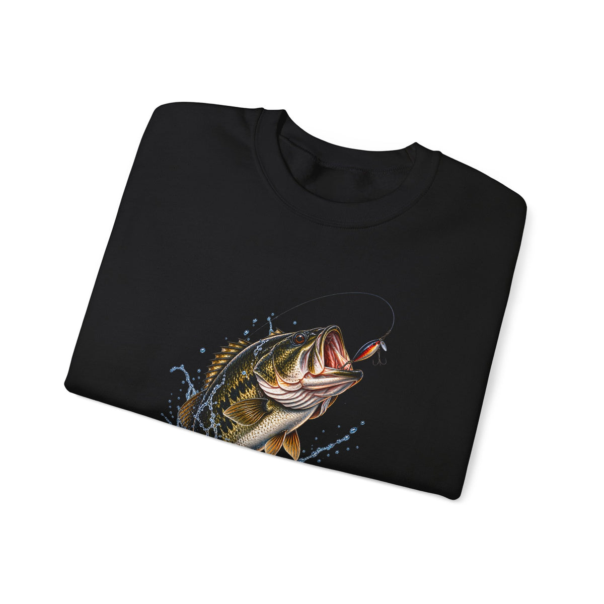 Bass Fishing Crewneck Sweatshirt — Leaping Largemouth Design