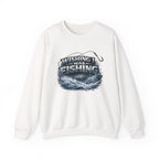 Fishing Crewneck Sweatshirt — "Wishing I Was Fishing" Graphic
