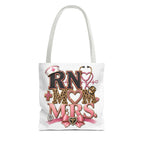 RN Mom Mrs. Tote Bag — Nurse Wife Gift, Leopard Pink Stethoscope Design
