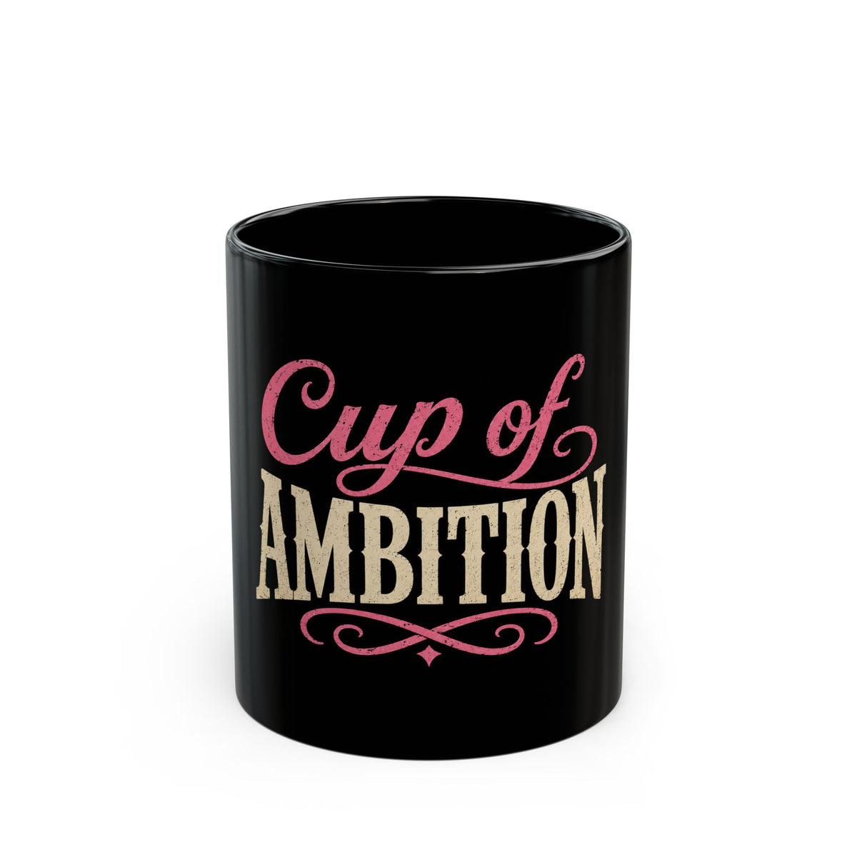 Cup of Ambition Black Mug – Motivational Coffee Mug for Women