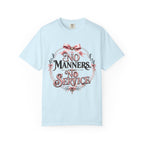 No Manners No Service T-Shirt — Vintage Pink Victorian Script Tee
