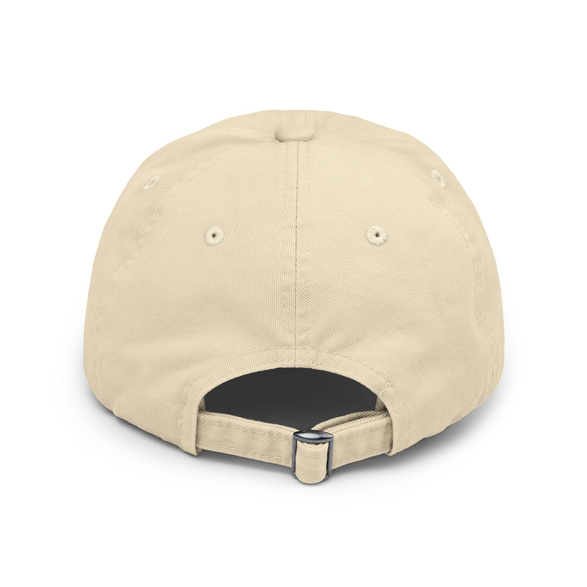 Distressed Beige Baseball Cap with Ripped Script Patch