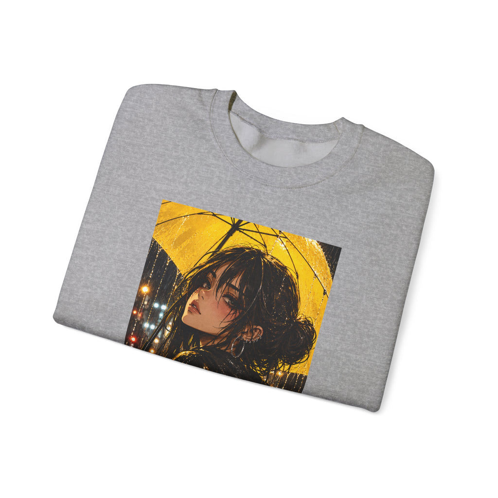 Anime Girl with Yellow Umbrella Sweatshirt