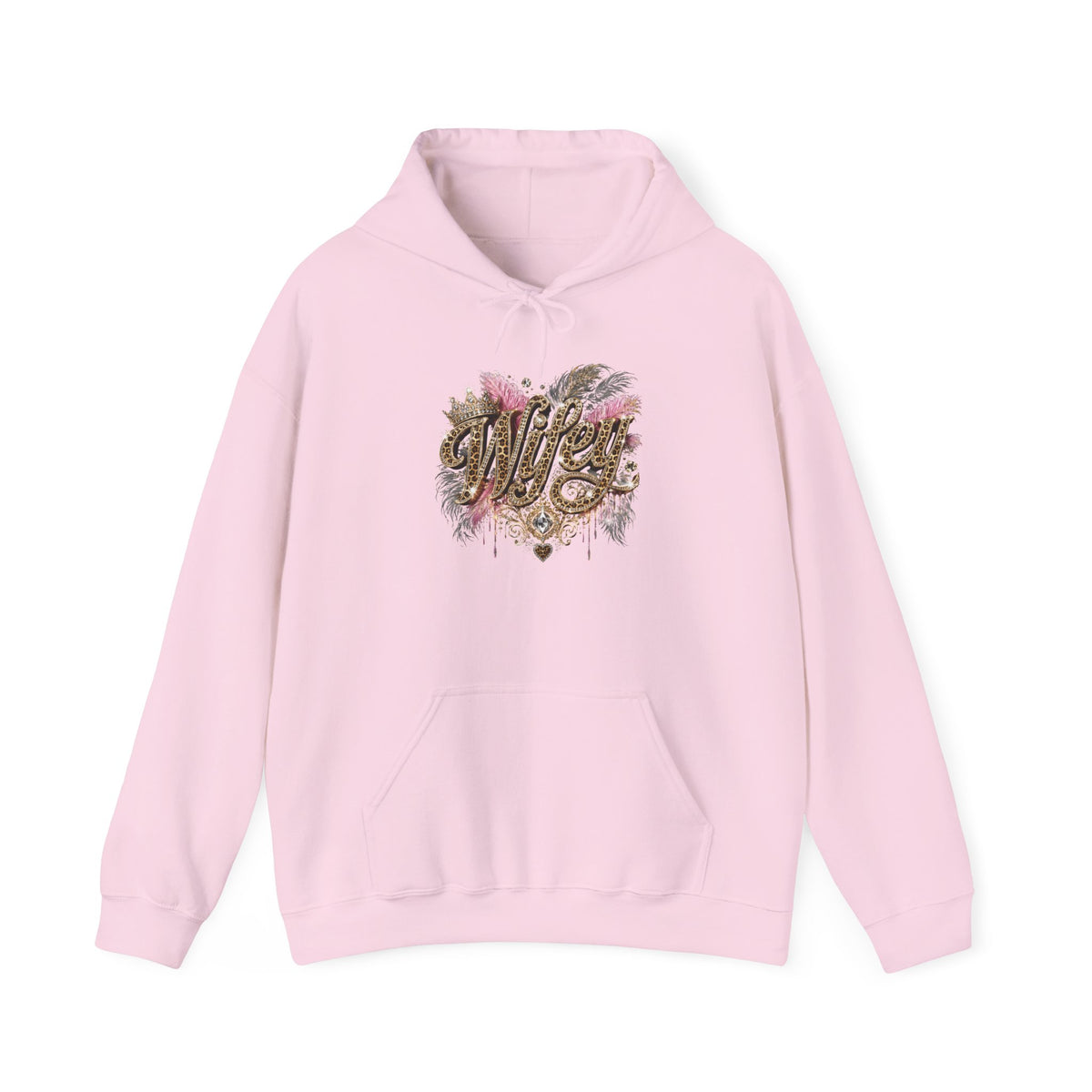 Wifey Floral Script Hoodie — Glitter Gold Lettering Bridal Pullover