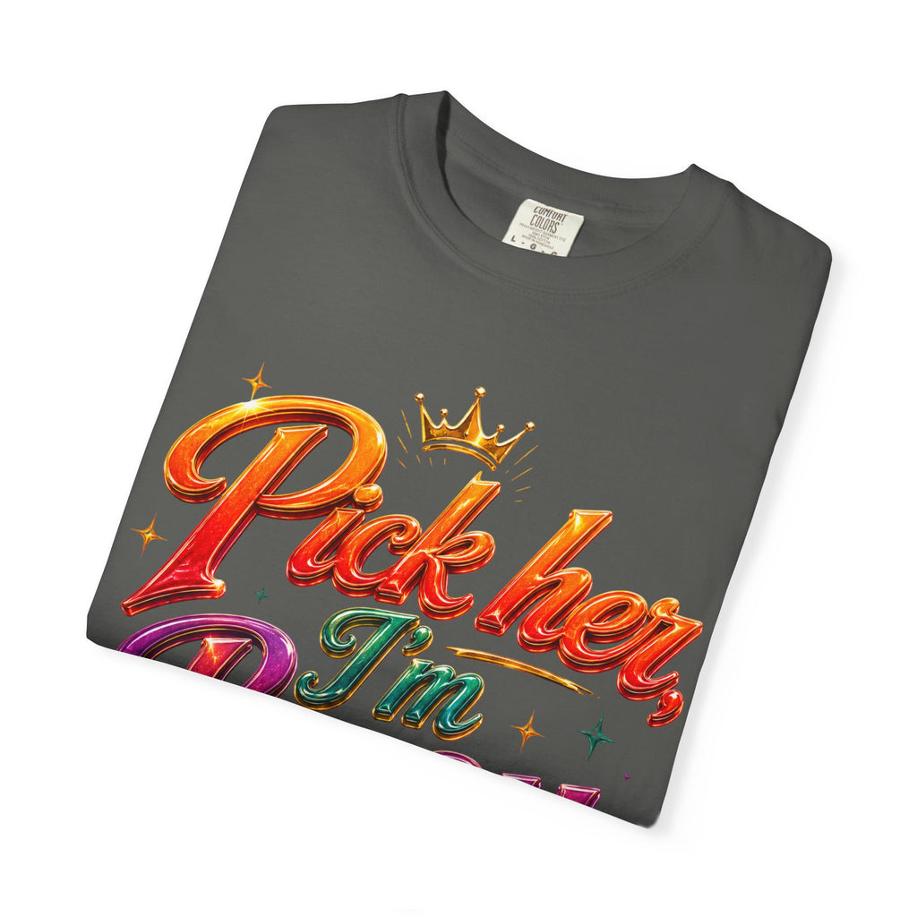 Pick Her I'm Busy T-Shirt — Bold Retro Script Graphic Tee for Confident Women