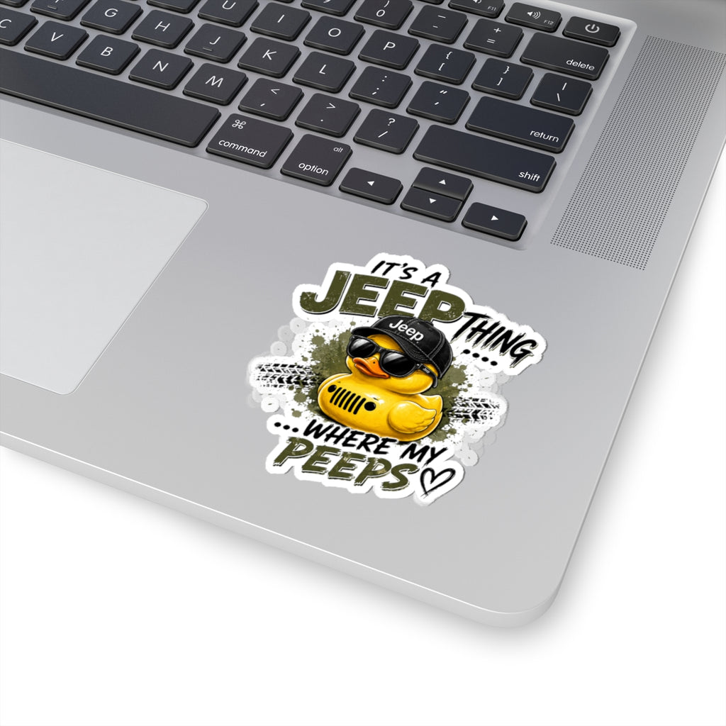 Jeep Duck Sticker — "It's a Jeep Thing... Where My Peeps" Kiss-Cut Sticker