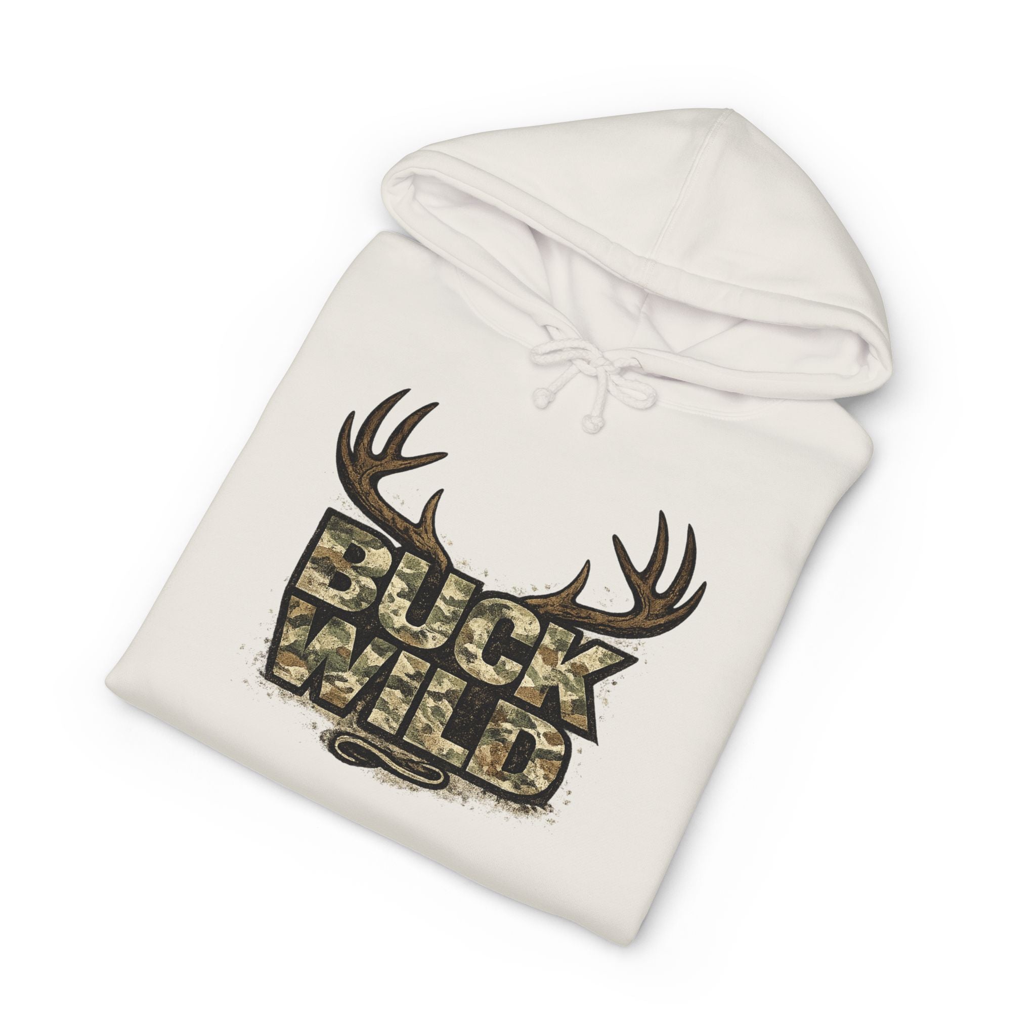 Buck Wild Camo Hoodie — Hunting Antler Graphic Sweatshirt