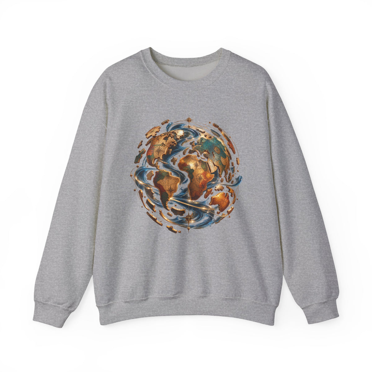 Earth Swirl Crewneck Sweatshirt — Vintage Globe Art Sweatshirt