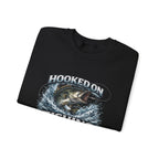 Fishing Sweatshirt — "Hooked on Fishing" Graphic Crewneck for Anglers