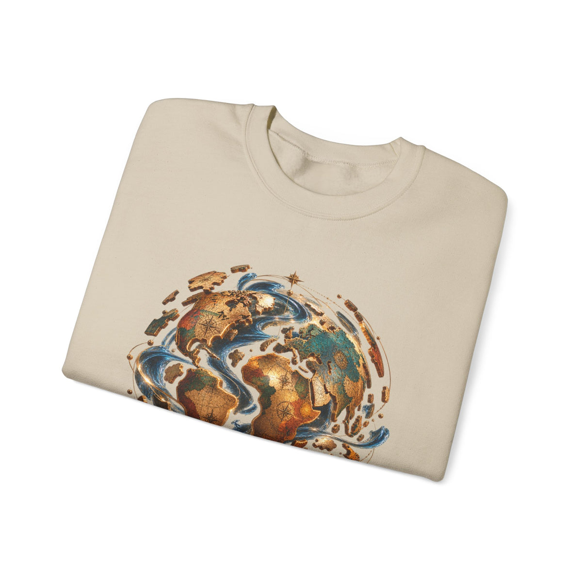 Earth Swirl Crewneck Sweatshirt — Vintage Globe Art Sweatshirt