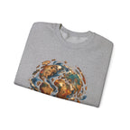 Earth Swirl Crewneck Sweatshirt — Vintage Globe Art Sweatshirt
