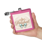 Flask — Polished Decorative 6oz Stainless Steel Hip Flask with Elegant Bow Design