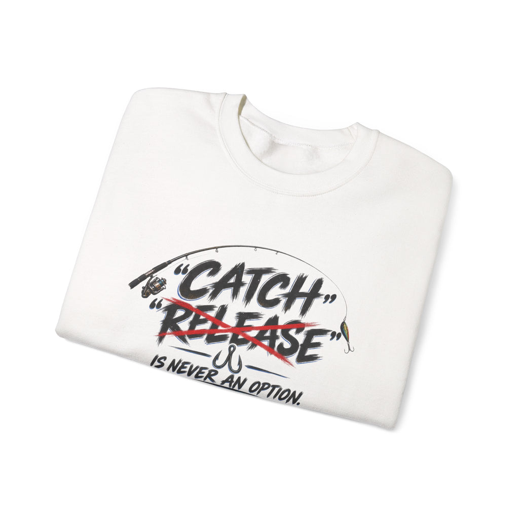 Crewneck Sweatshirt — "Catch"/"Release" Graphic Pullover