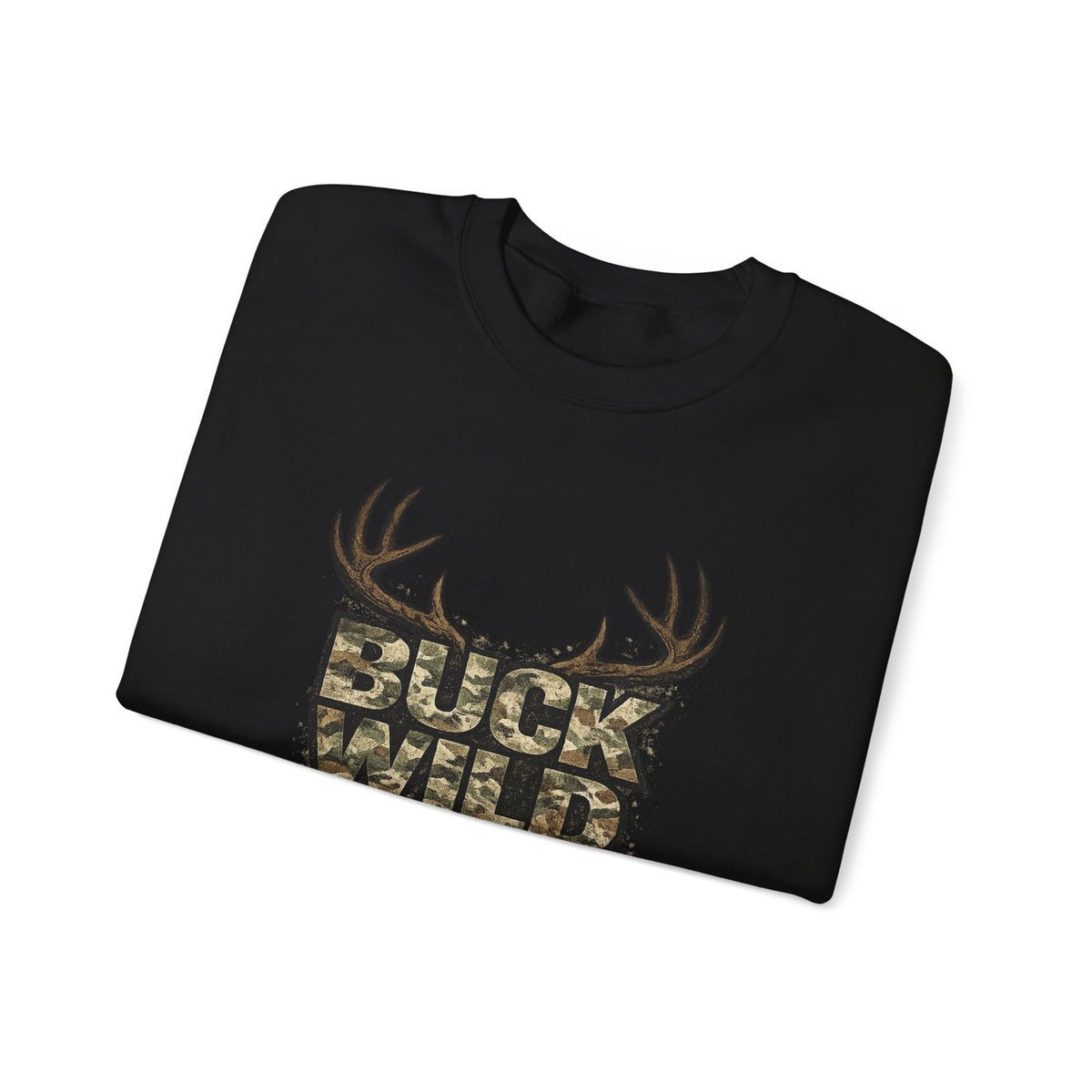 Buck Wild Camo Sweatshirt — Hunting Antler Graphic Crewneck