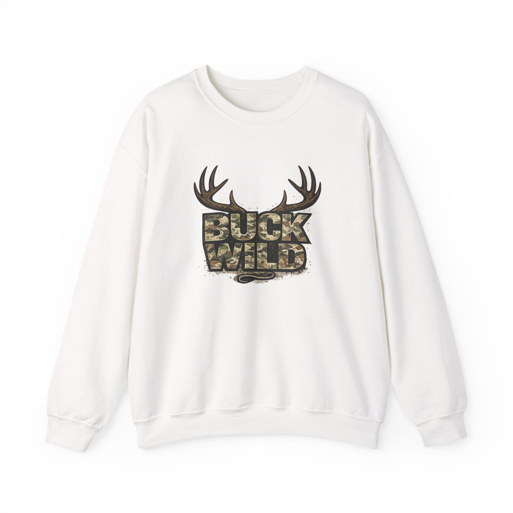 Buck Wild Camo Sweatshirt — Hunting Antler Graphic Crewneck