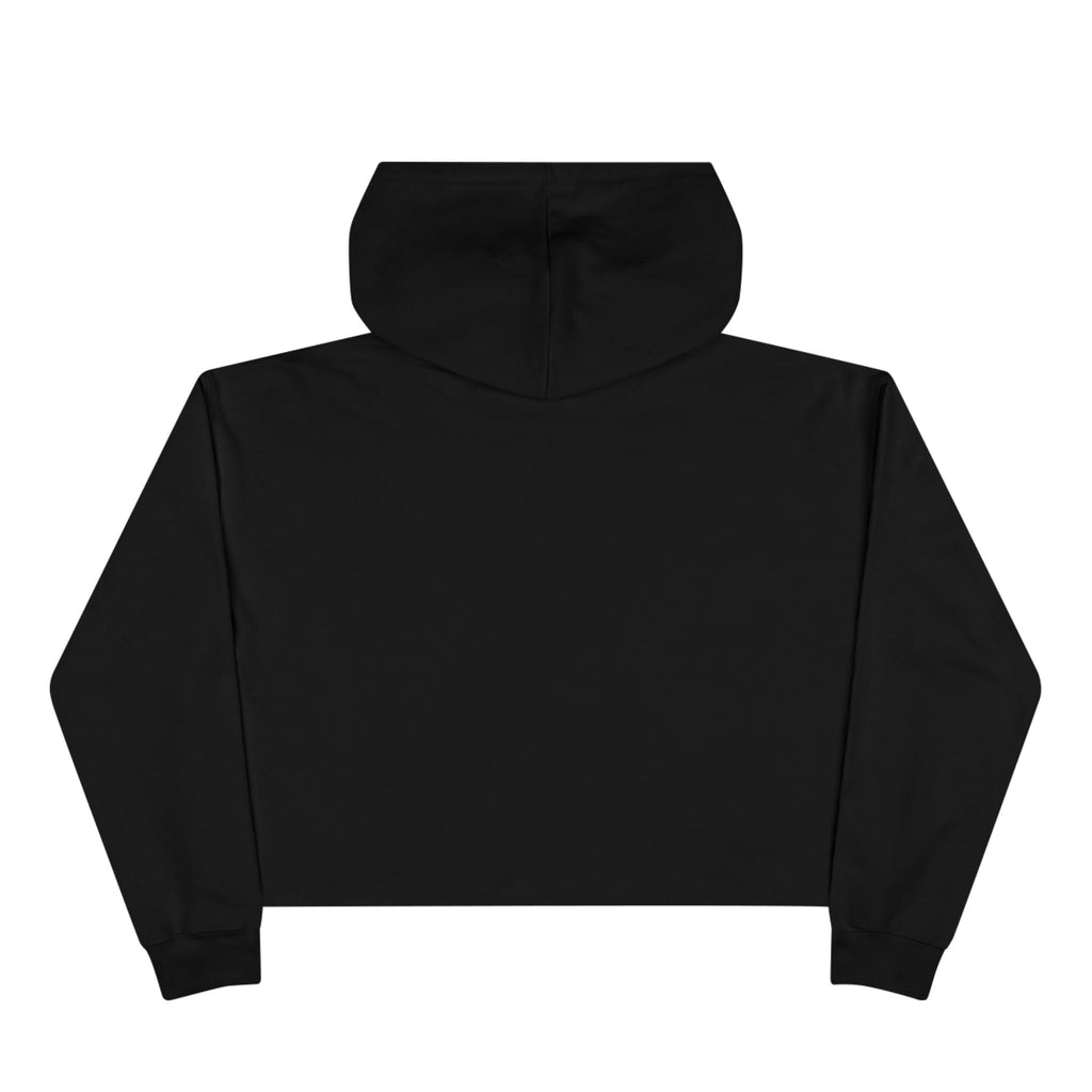 I Ride Shotgun Cropped Hoodie — Women's Black Crop Hooded Sweatshirt with Bold Text