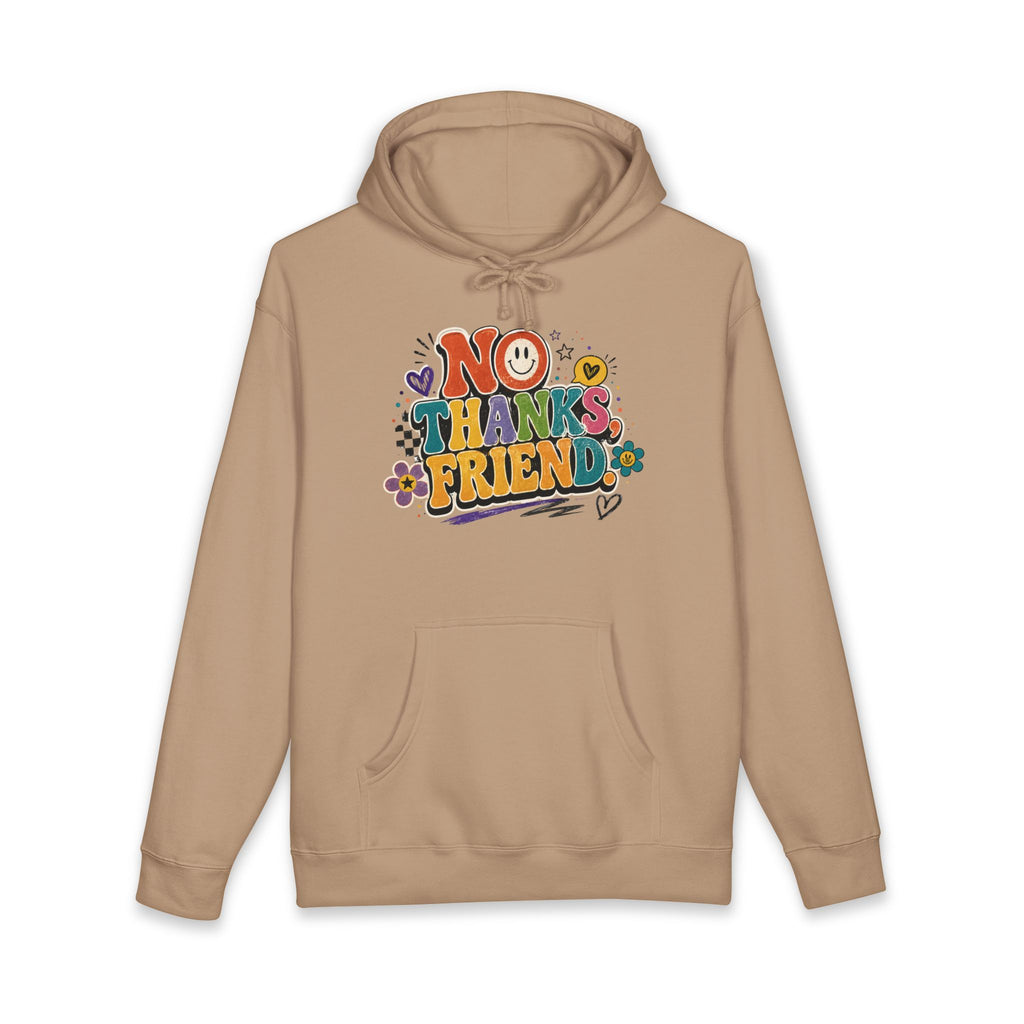 No Thanks Friend Hoodie — Retro Floral Graphic Pullover
