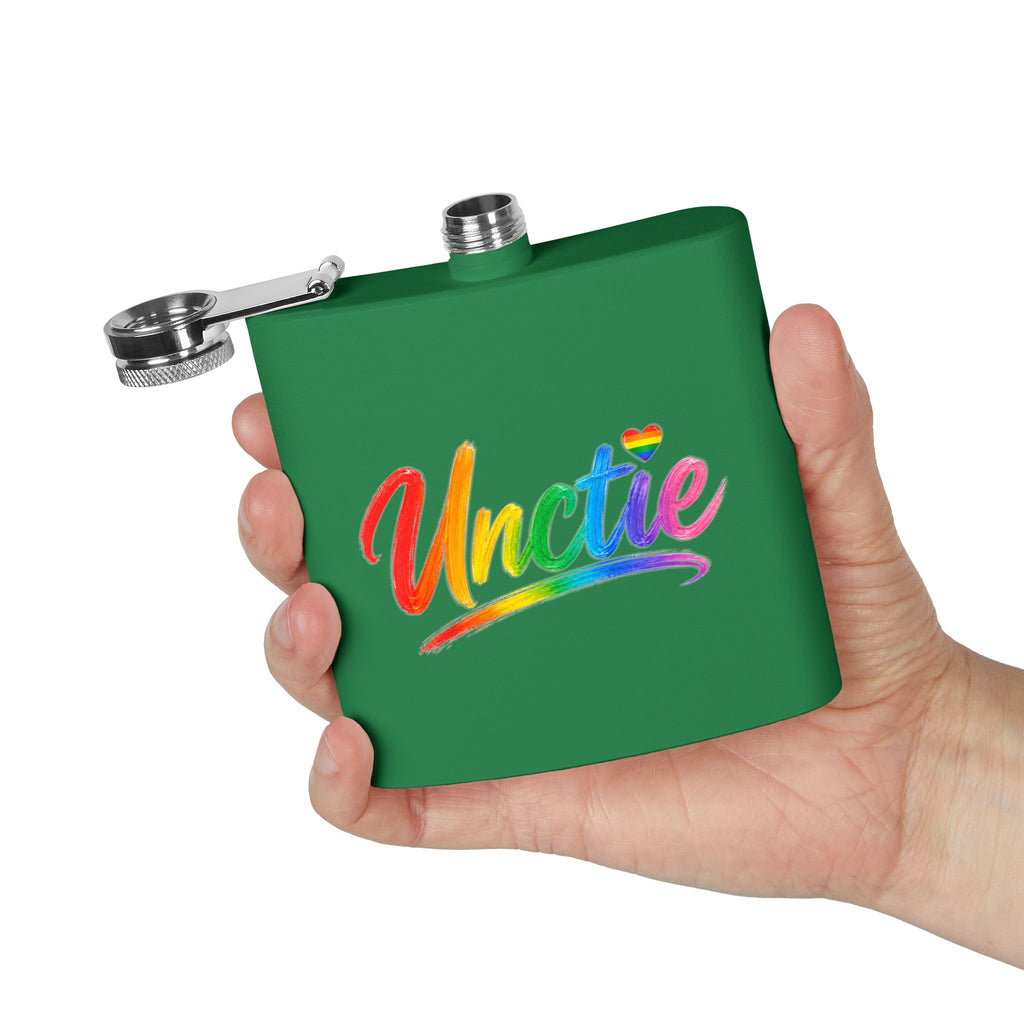 Rainbow 'Unctie' 6oz Stainless Steel Flask — LGBTQ+ Pride Hip Flask Gift