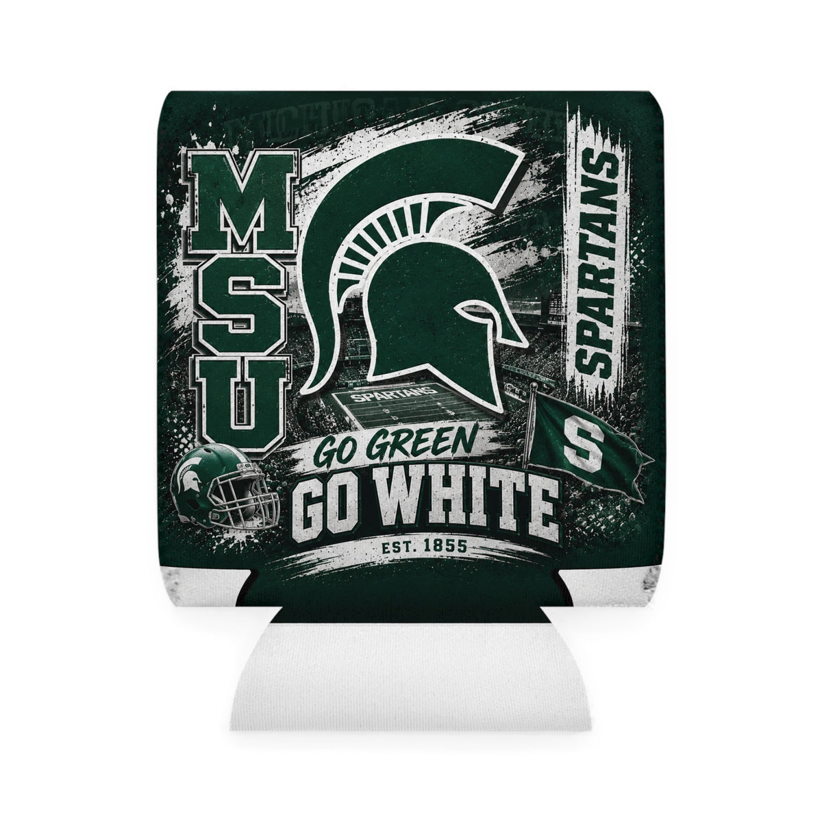 Michigan State Spartans "Go Green, Go White" Can Cooler Sleeve