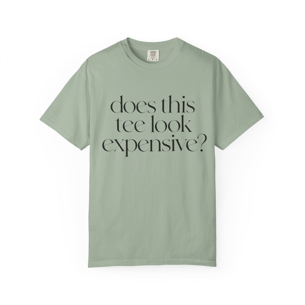 T-Shirt — "Does This Tee Look Expensive?" Minimal Script Graphic Tee