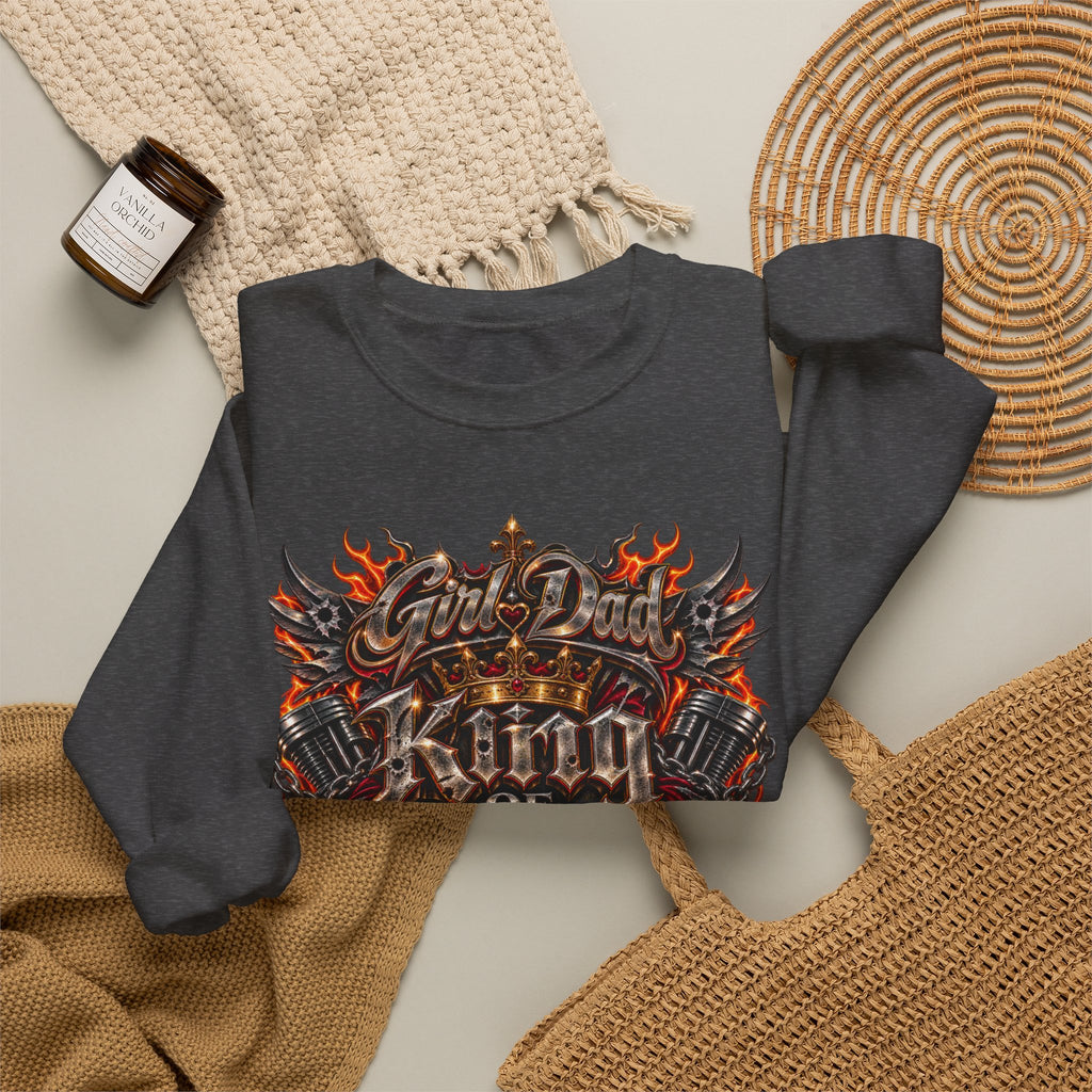 King of Queens Graphic Sweatshirt — Gothic Flame 'God Dad' Design